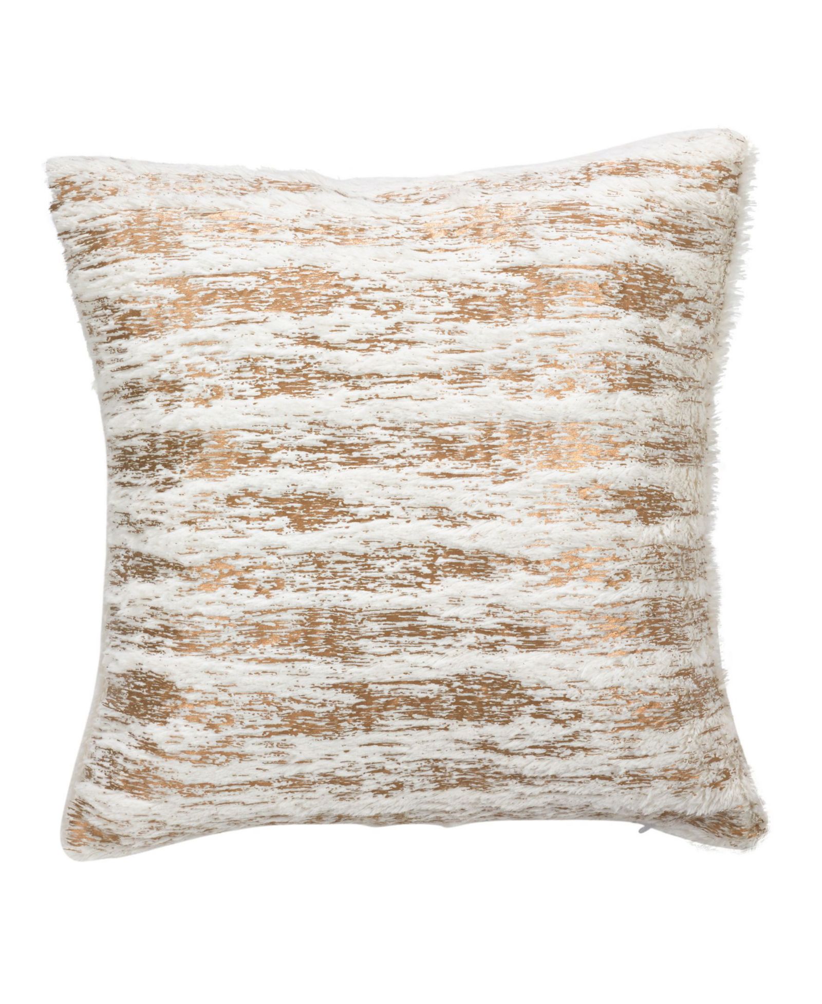 Saro Lifestyle Brushed Metallic Foil Printed Faux Fur Decorative Pillow, 15" x 15"