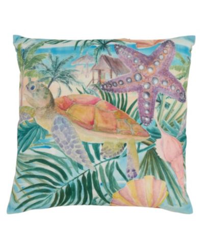 Декоративная подушка Saro Lifestyle с принтом Tropical Turtle, 18" x 18"