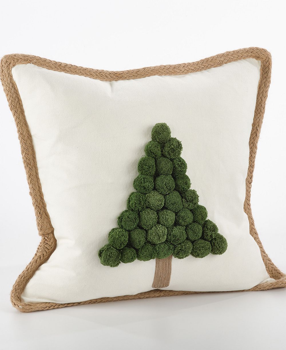 Декоративная подушка Saro Lifestyle Pom Pom для рождественской елки, 18" x 18"
