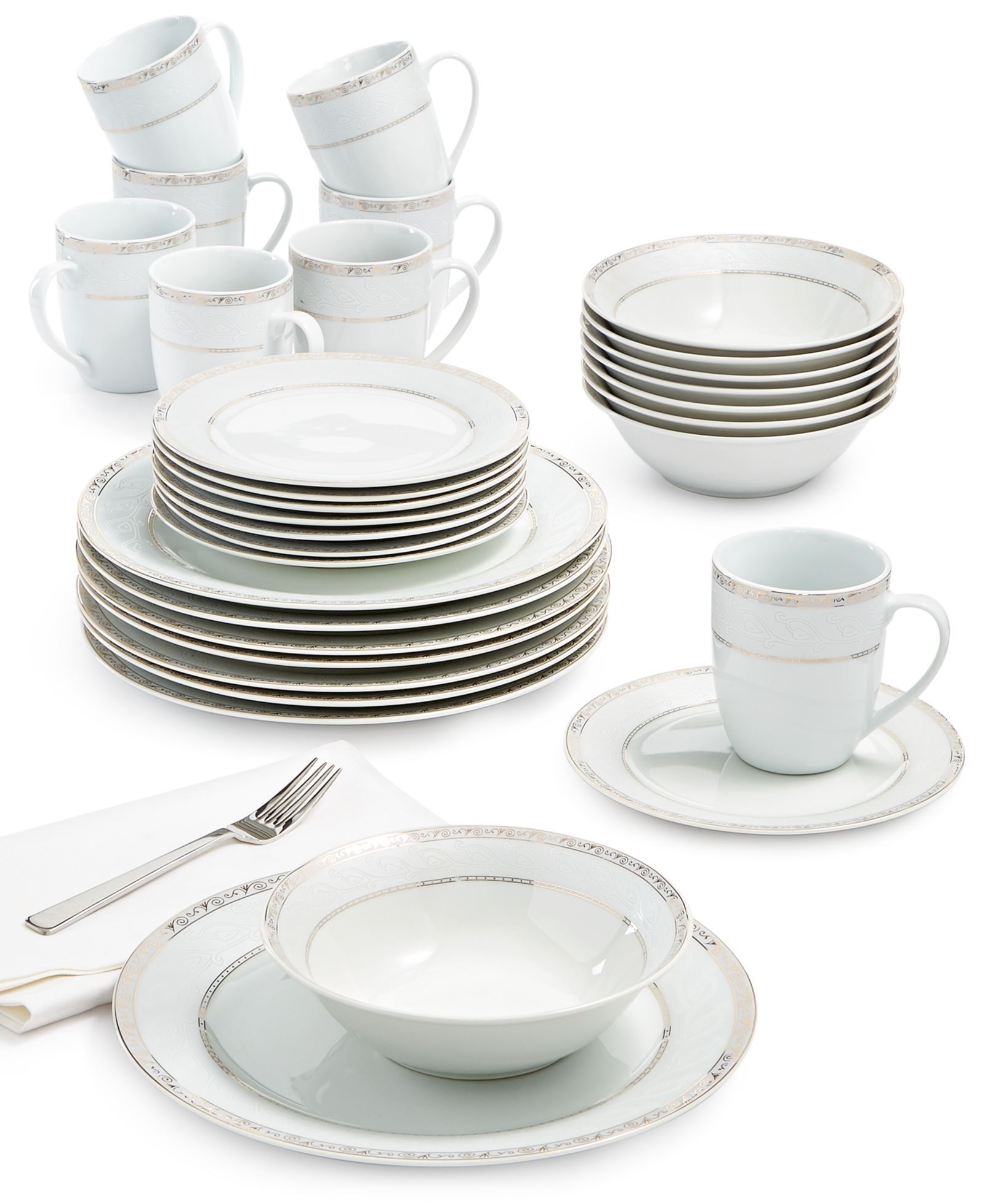 Набор столовой посуды Fitz and Floyd Gold Serif, 32-Pc., Service For 8