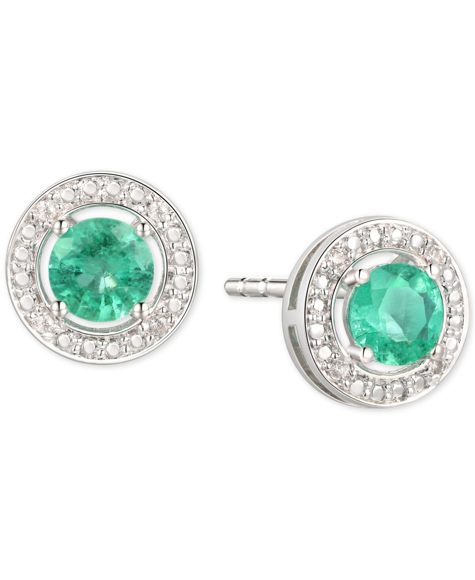 Серьги-гвоздики с сапфиром (5/8 ct. t.w.) и бриллиантовым акцентом из стерлингового серебра (также доступны в изумруде и рубине)