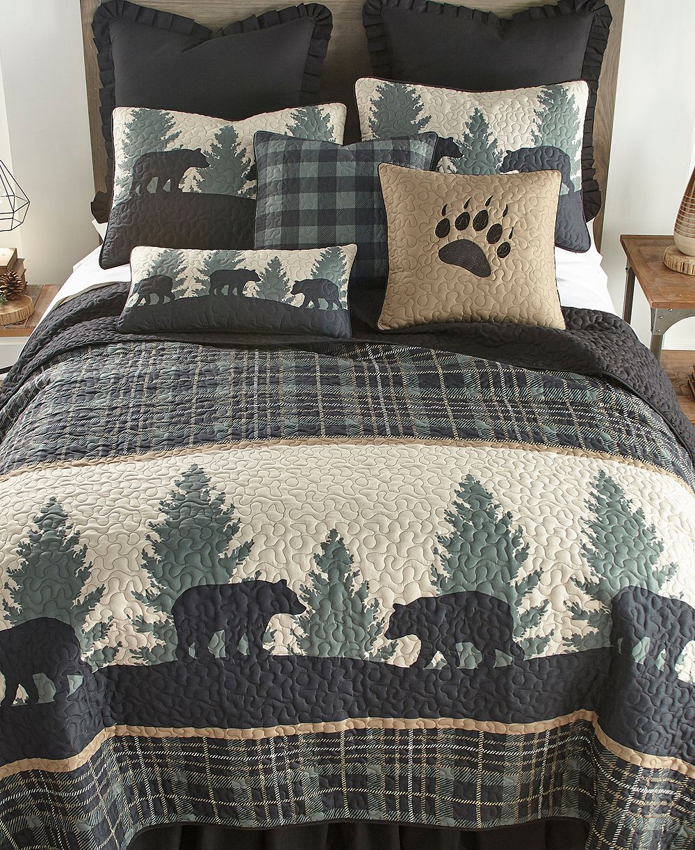 American Heritage Textiles Bear Walk 3 Piece Quilt Set, Queen