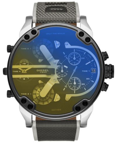 Diesel Мужские часы Chronograph Mr. Daddy 2.0, серый нейлоновый ремешок, 57mm