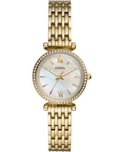 Женские часы Fossil Carlie Mini Gold-Tone Stainless Steel 28mm