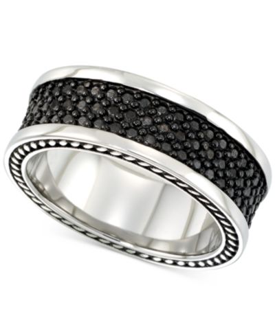 LEGACY for MEN by Simone I. Smith Men's' Black Ion-Plated Ring in Stainless Steel