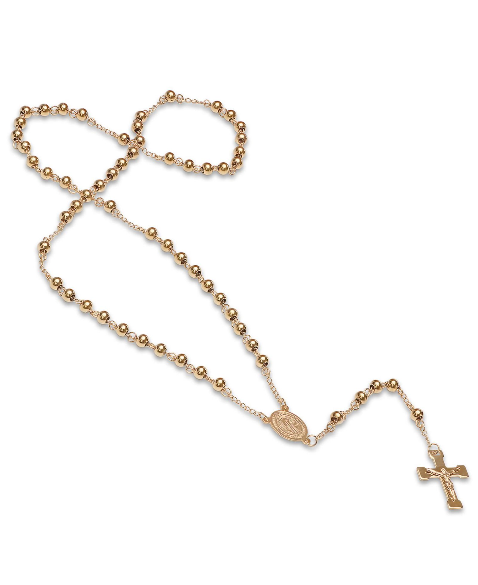 Унисекс ожерелье-розарий STEELTIME 18K Gold Plated Stainless Steel Beaded Classic