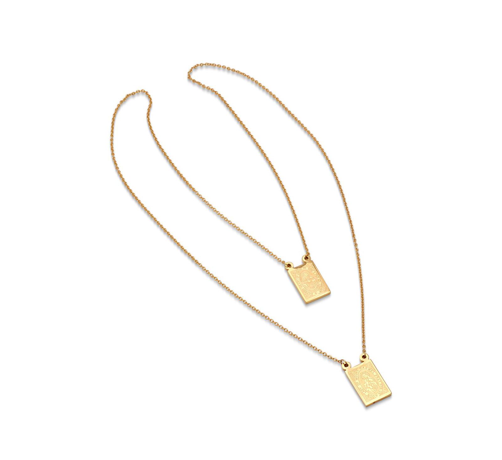 Steeltime Men's 18k gold Plated Stainless Steel Religious Escapulario Style Reversable Necklace