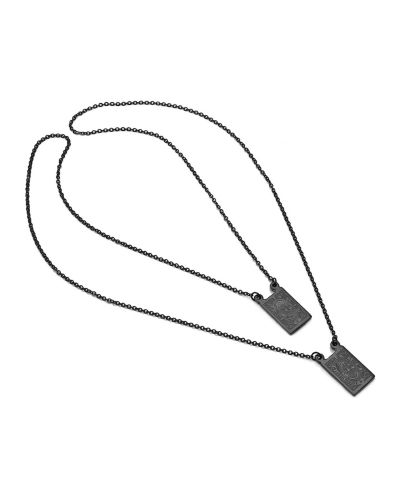 Steeltime Men's black IP Plated Stainless Steel Religious Escapulario Style Reversable Necklace