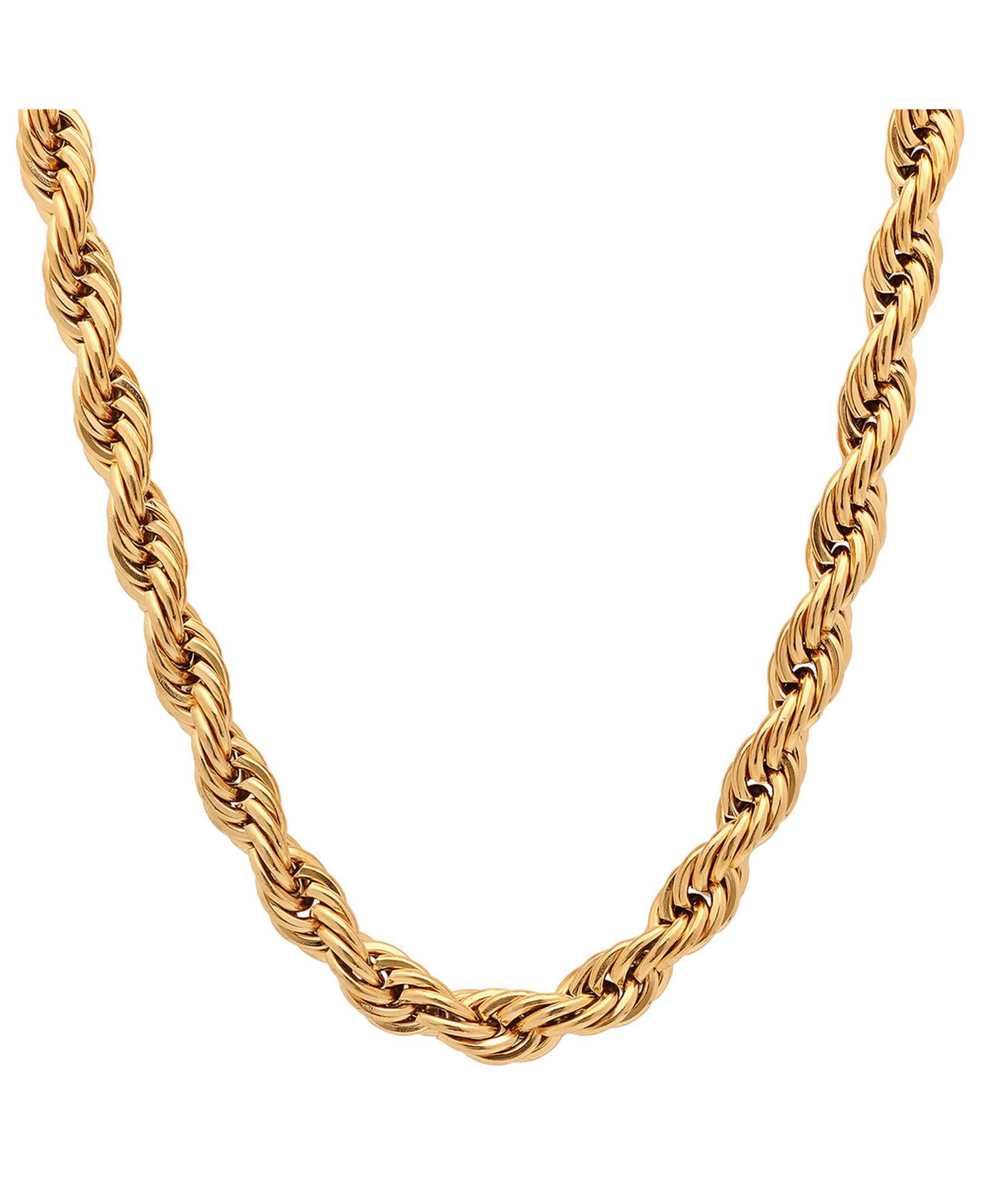 Steeltime Men's 18k gold Plated Stainless Steel Rope Chain 24" Necklace