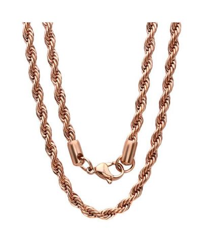 Steeltime Men's 18k Rose gold Plated Stainless Steel Rope Chain 30" Necklace