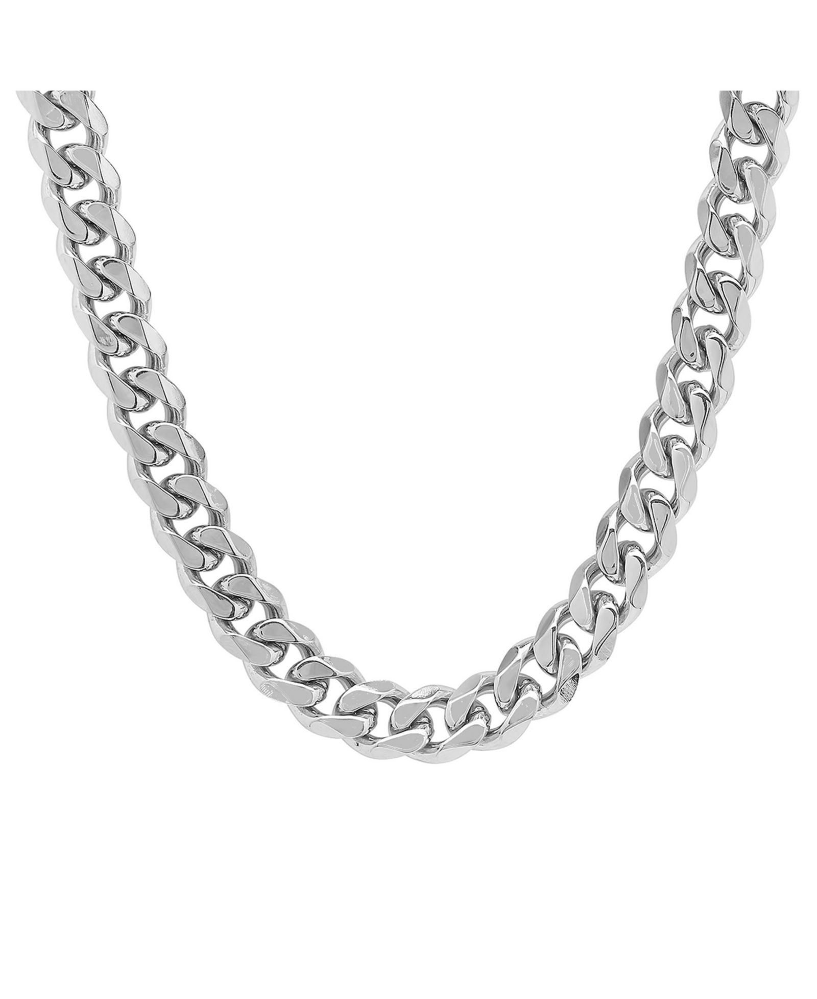 Steeltime Men's Stainless Steel Thick Accented Cuban Link Style Chain Necklaces