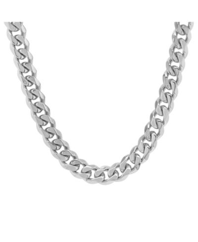 Steeltime Мужской Stainless Steel Thick Accented Cuban Link Style Chain Necklaces