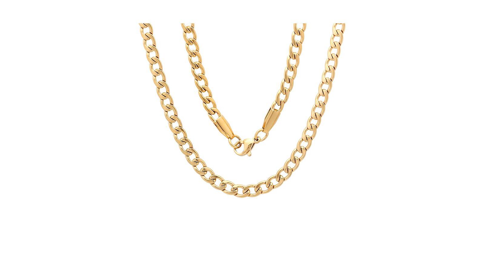 Steeltime мужская цепочка Figaro из нержавеющей стали с 18k gold Plated, 24"