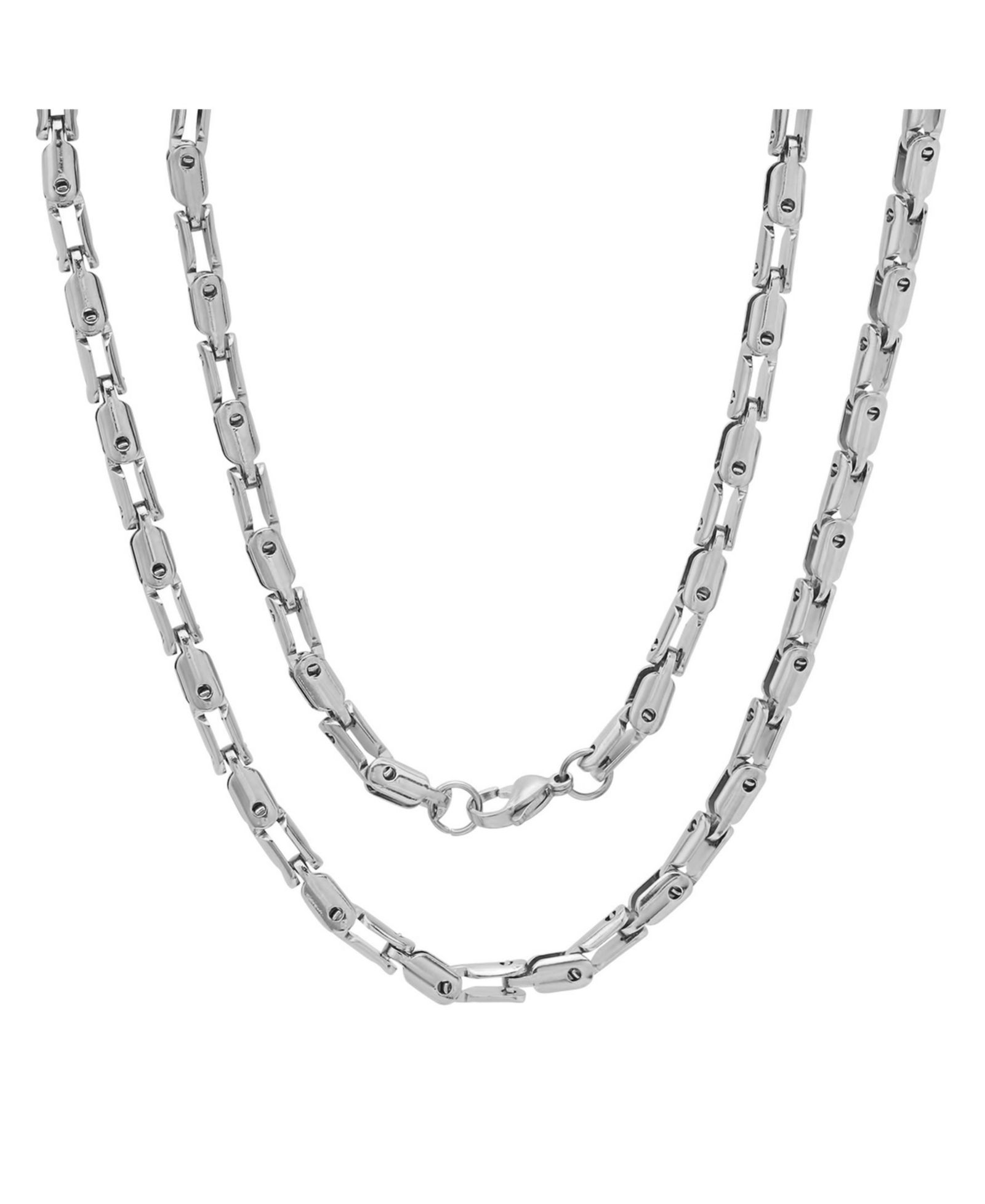 Steeltime Men's Stainless Steel 24" Rounded Bicycle Link Chain Necklaces