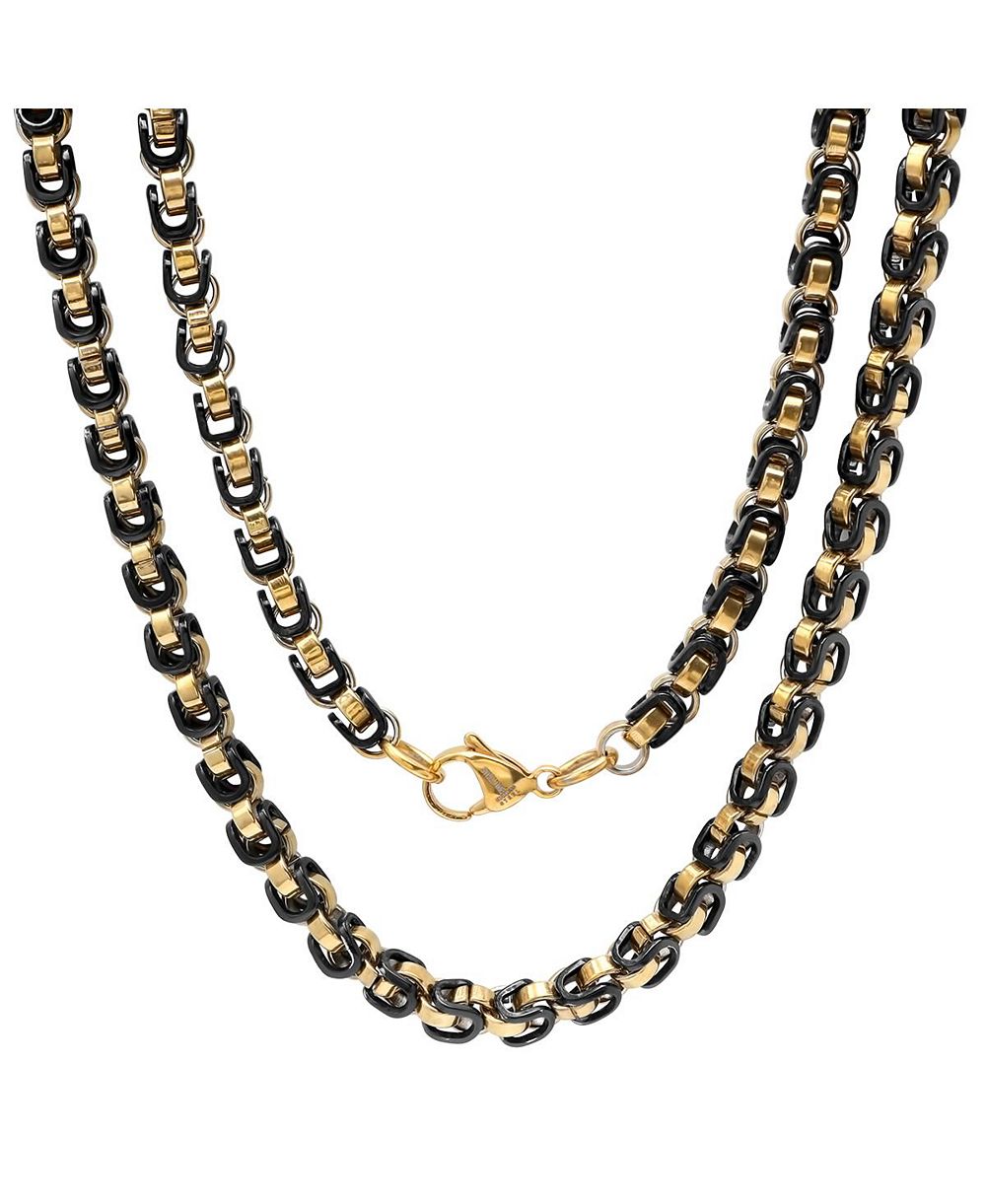Цепочка Byzantine Steeltime Men's, сталь с напылением 18k gold, 24"