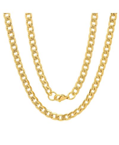 Steeltime Men's 18k gold Plated Stainless Steel Accented 8mm Cuban Chain 24" Necklaces