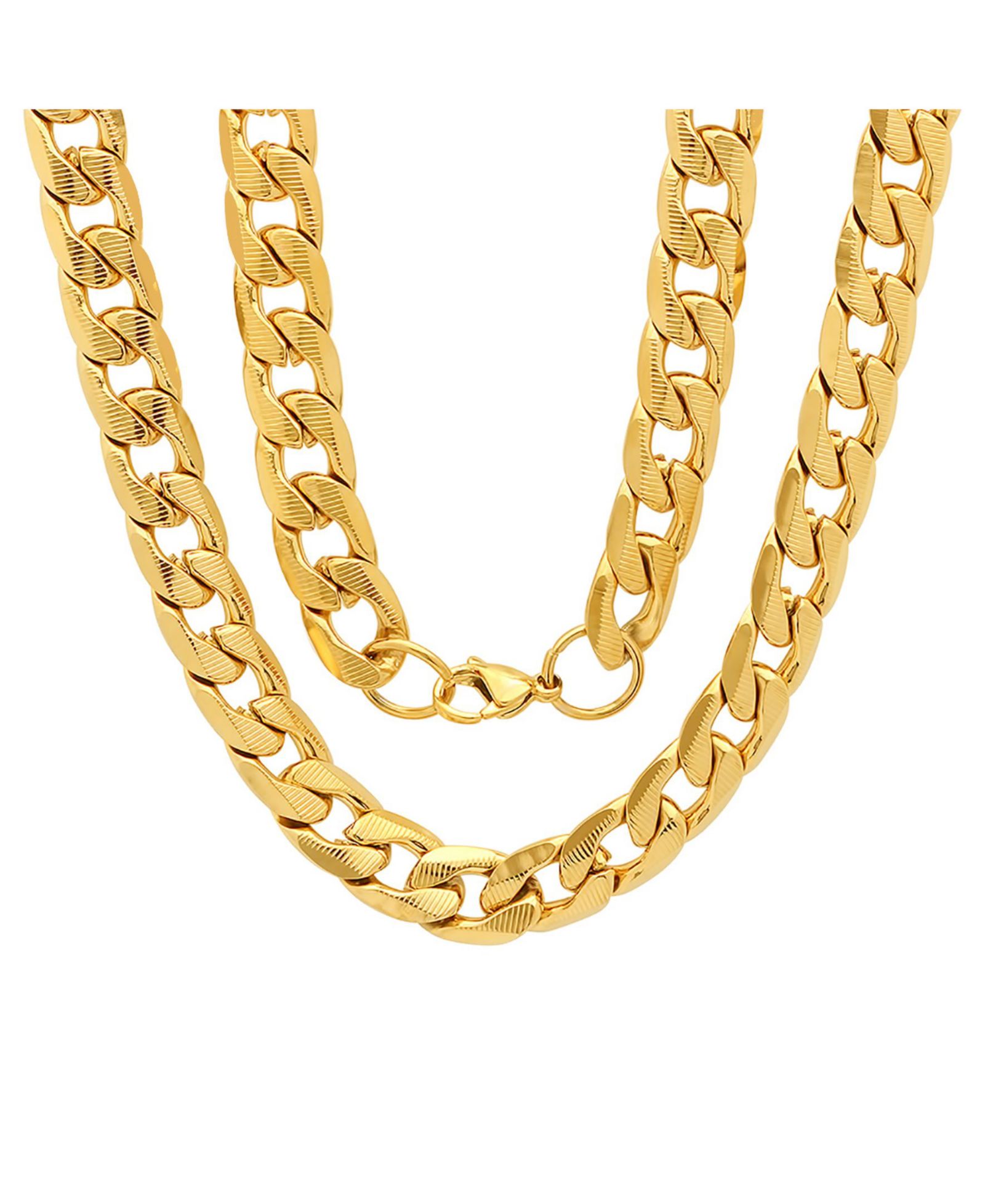 Steeltime Мужской 18k gold Plated Stainless Steel Accented 6mm Cuban Chain 24" Necklaces