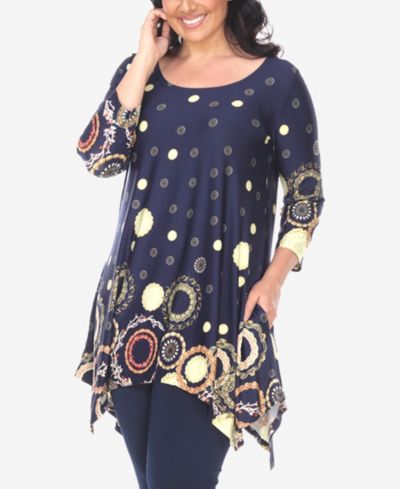 White Mark Plus Size Erie 3/4 Sleeve Tunic Top