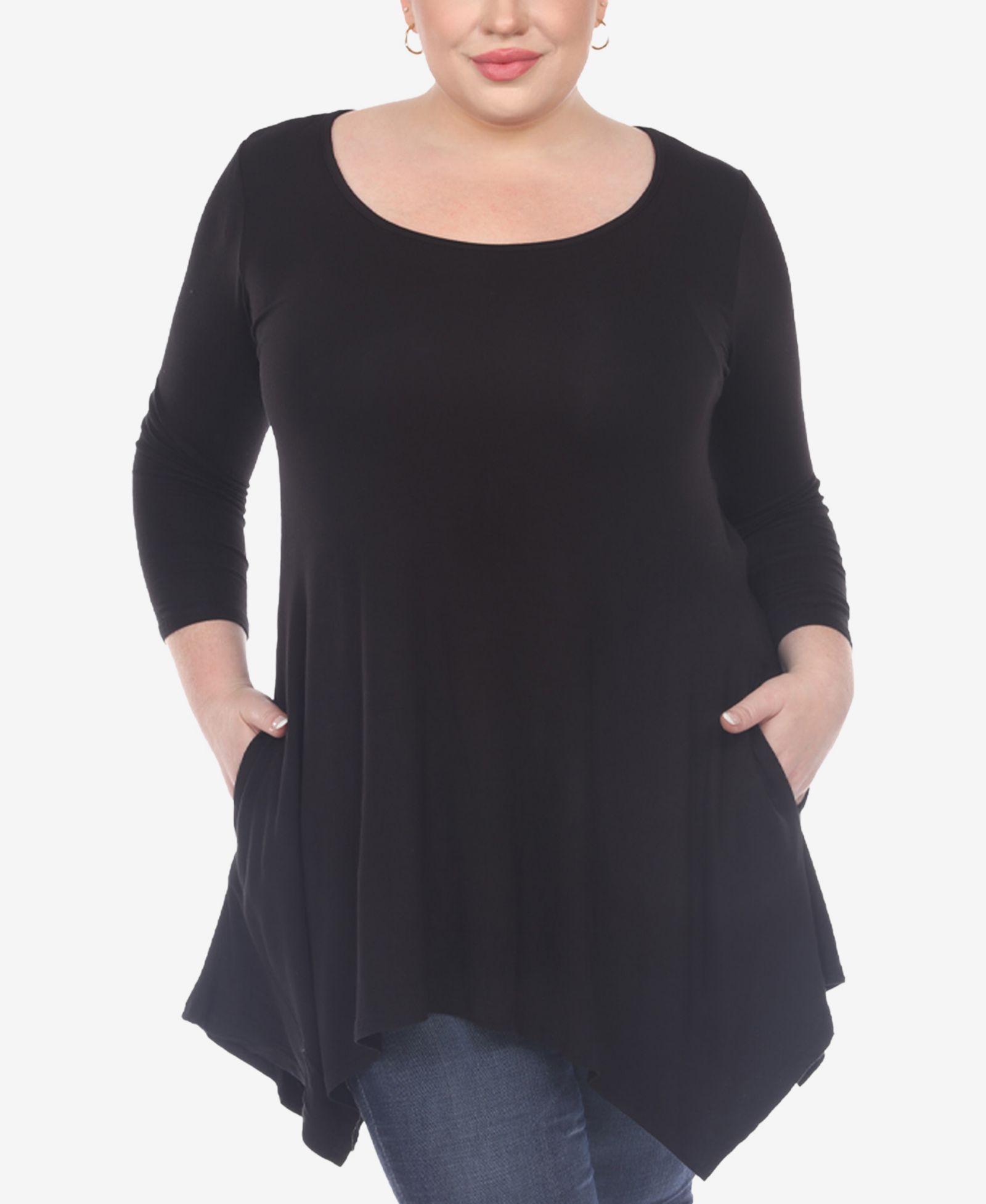 White Mark Plus Size Makayla Scoop Neck Tunic Top