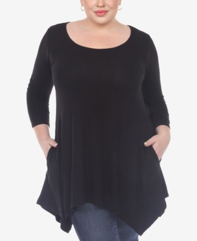 White Mark Plus Size Makayla Scoop Neck Tunic Top