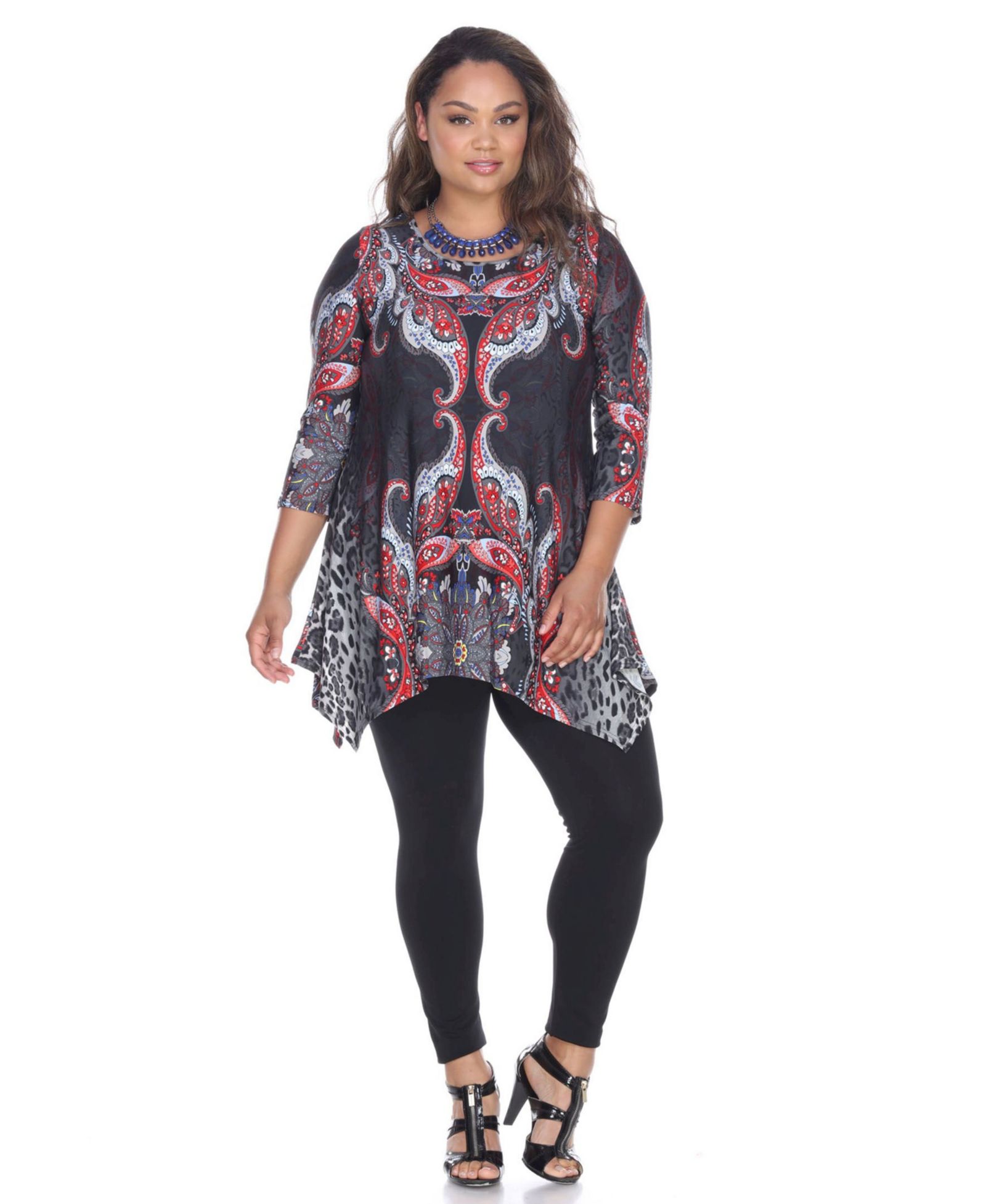 White Mark Plus Marlene Tunic Top