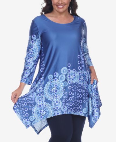 White Mark Plus Size Rella 3/4 Sleeve Tunic Top