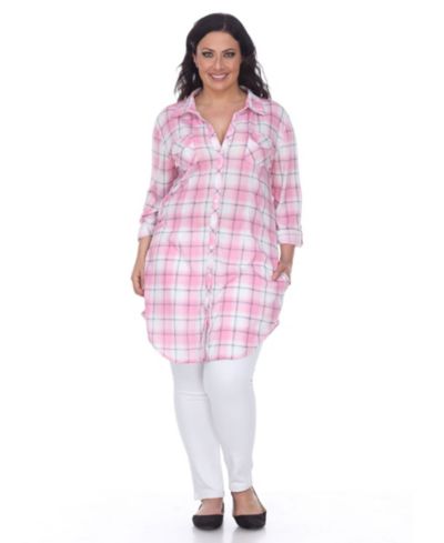 White Mark Plus Piper Stretchy Plaid Tunic