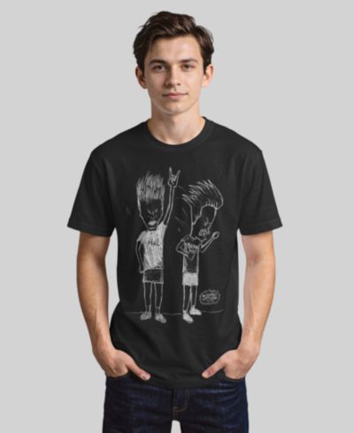 Fifth Sun Men's Beavis and Butthead MTV Men's Rocking Out Sketch Logo Short-Sleeve T-Shirt