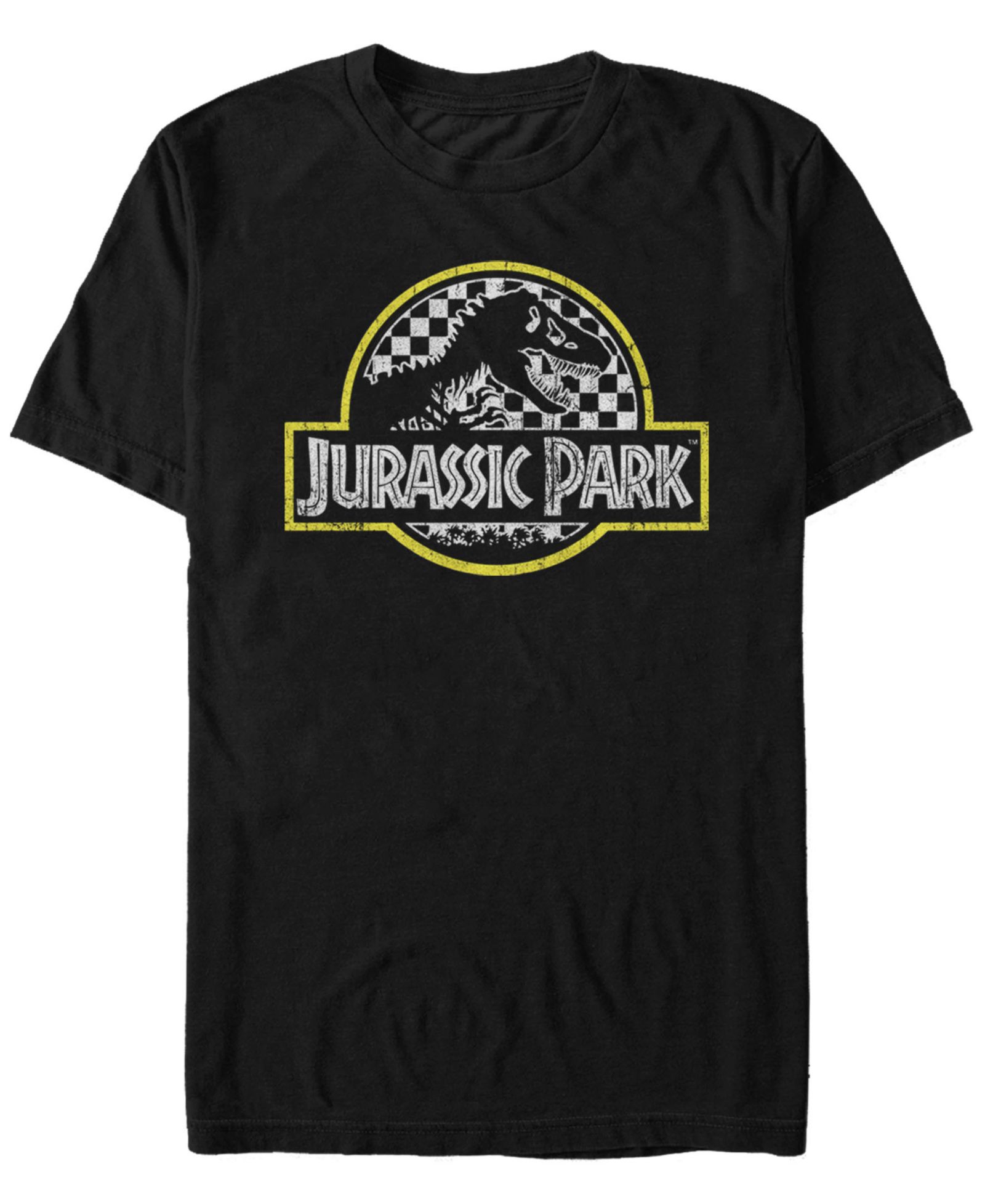 Мужская футболка Jurassic Park Distressed Checkered Logo Short Sleeve