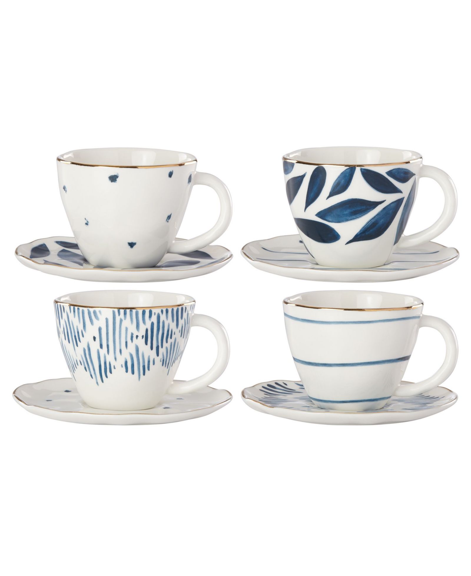Чашка и блюдце Lenox Blue Bay Espresso, набор на 4 персоны