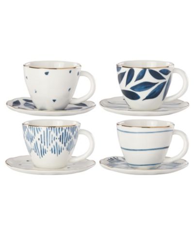 Lenox Blue Bay Espresso Cup & Saucers, Service for 4