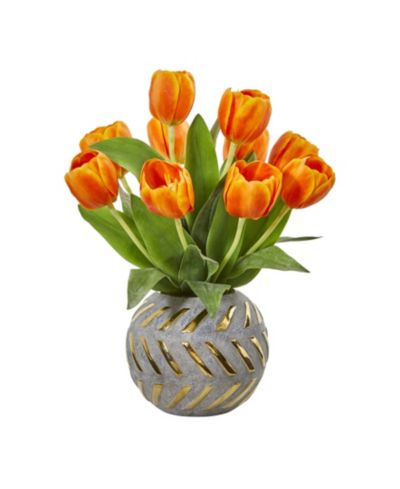 Искусственный букет Nearly Natural Tulip в декоративной вазе