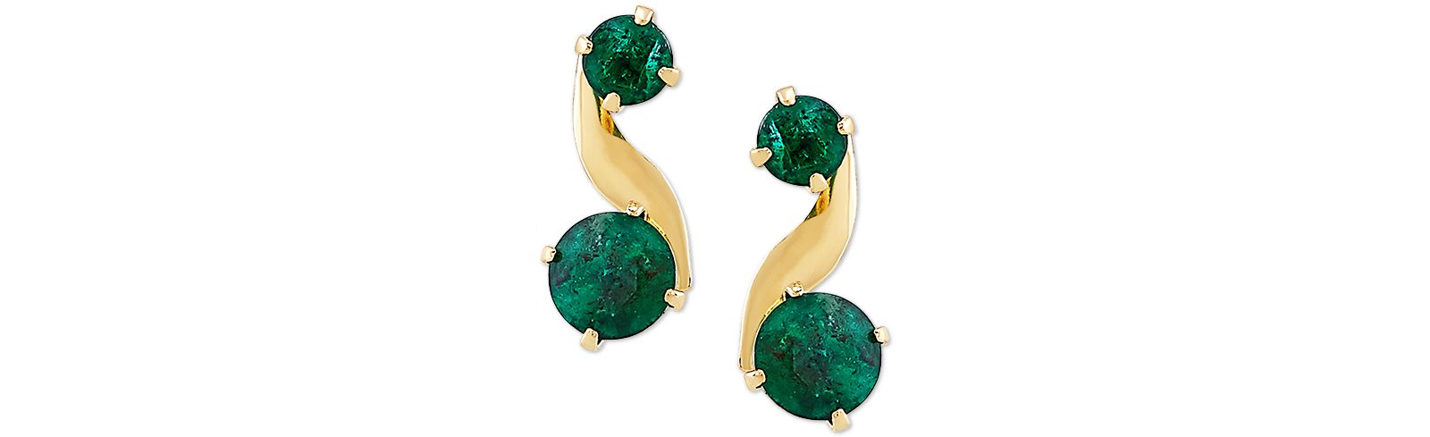 Emerald Swirl Drop Earrings (3/4 ct. t.w.) in 10k Gold