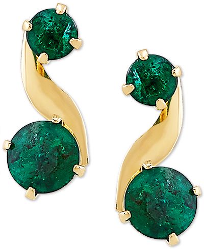 Серьги-подвески с изумрудным вихрем 3/4 ct. t.w. в 10k золоте