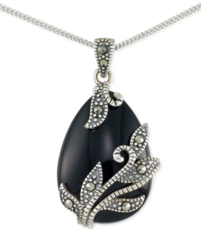 Подвеска-кулон Onyx & Marcasite в серебряном покрытии