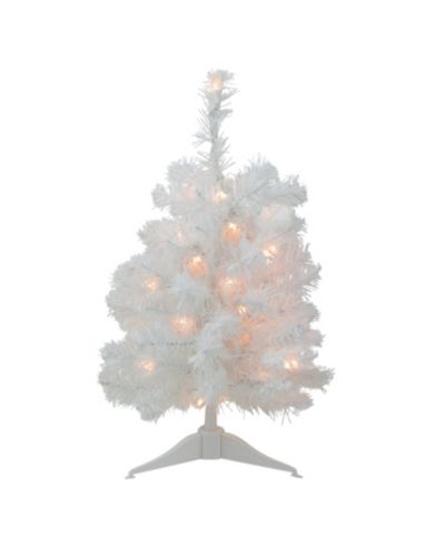 Northlight 18" Pre-Lit Snow White Artificial Christmas Tree - Clear Lights