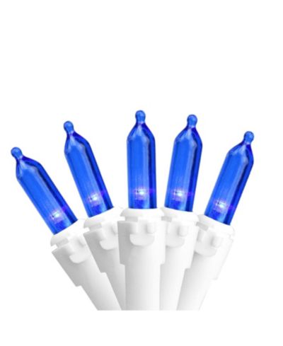 Northlight Set of 100 Blue LED Mini Christmas Lights 4" Spacing - White Wire