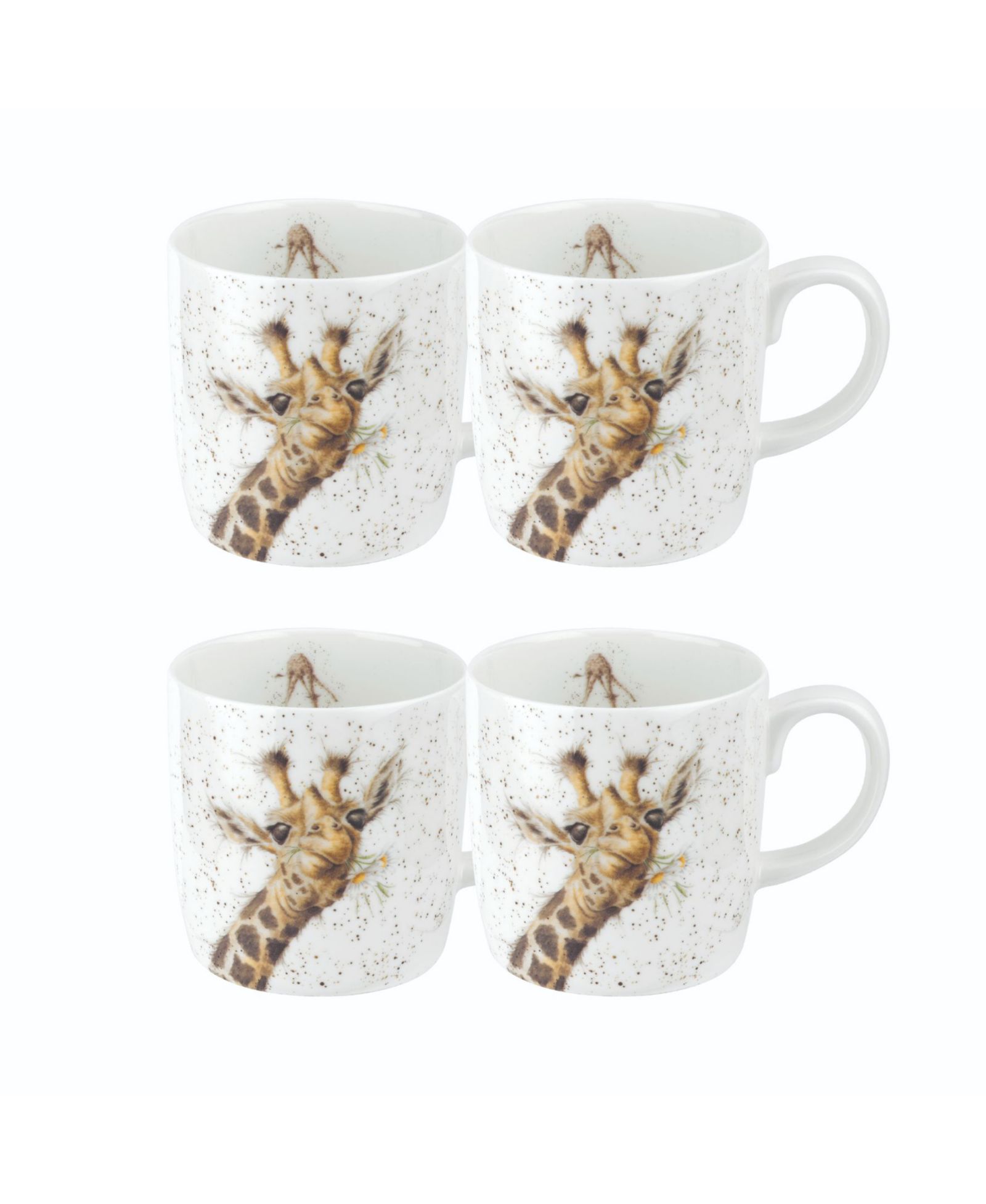Royal Worcester Wrendale Lofty Giraffe Mugs, Set of 4