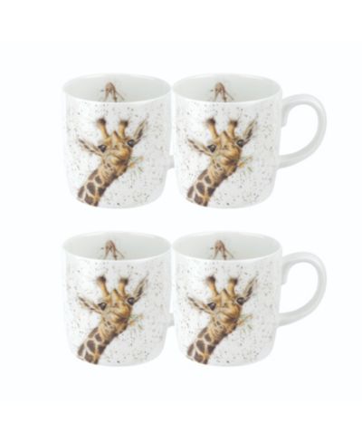 Royal Worcester Mugs Wrendale Lofty Giraffe, набор из 4 шт