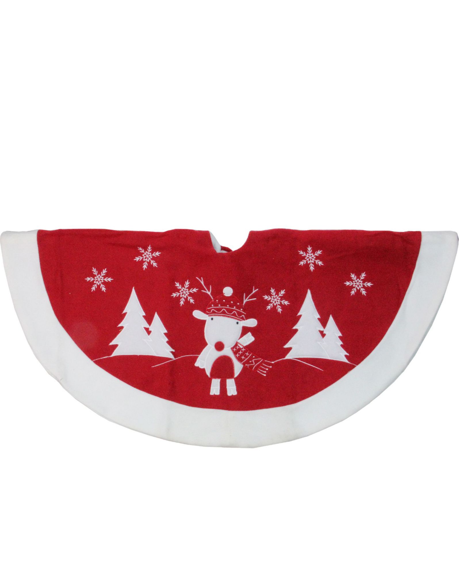 Елочный коврик Northlight Red and White Winter Reindeer Embroidered 46"