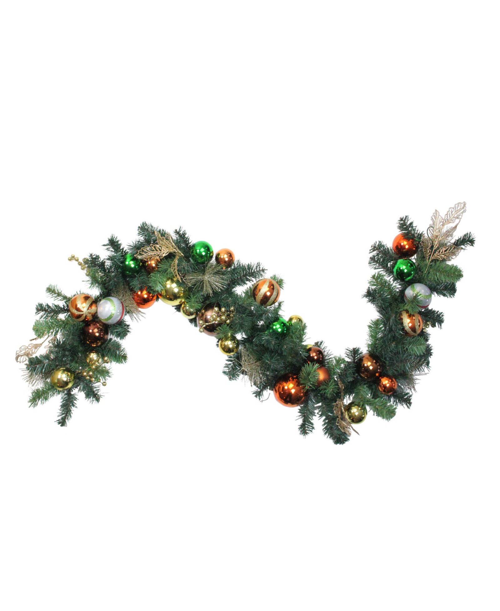 Гирлянда Northlight Green Foliage с медными украшениями, без подсветки