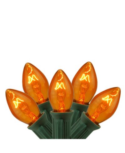 Northlight Set of 25 Transparent Orange C7 Christmas Lights 12" Spacing - Green Wire