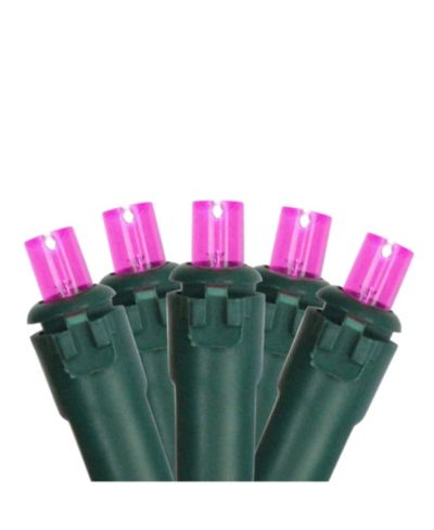Набор рождественских гирлянд Northlight Pink LED Wide Angle на зеленом проводе, 50 шт.