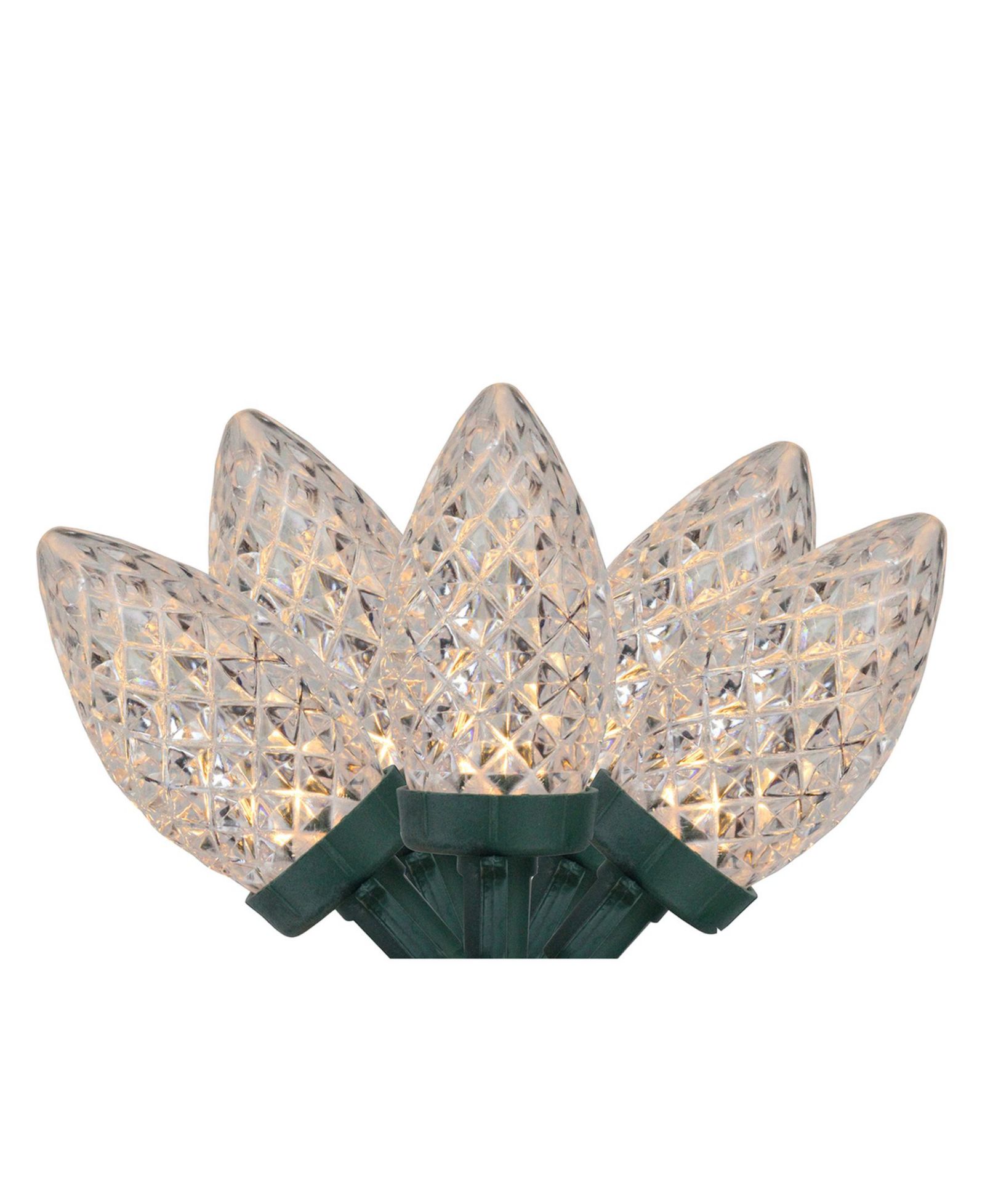 Northlight Set of 100 Warm White Faceted LED C9 Christmas Lights - Green Wire