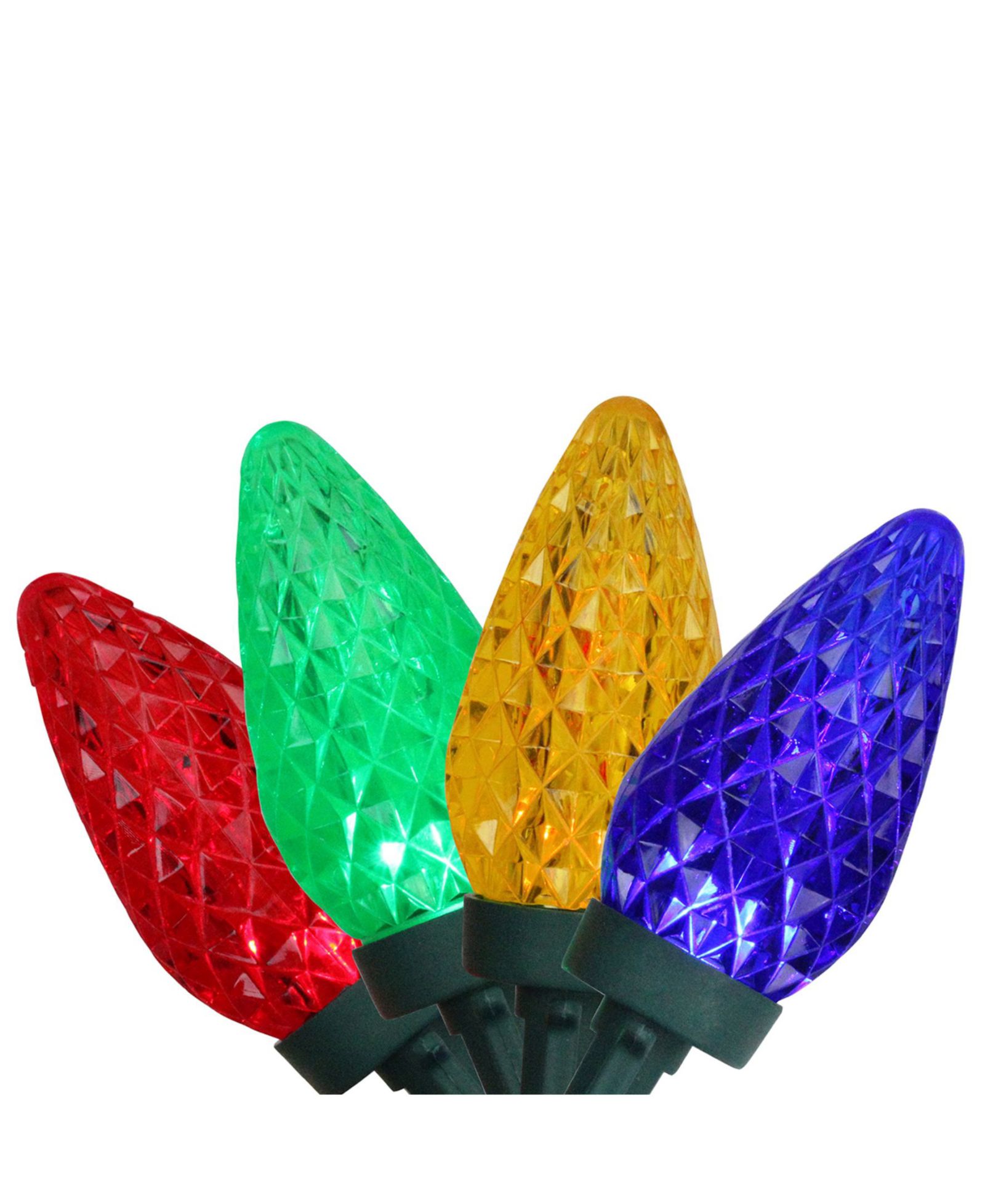 Northlight 100 Multi-Color Faceted LED C9 Christmas Lights - Green Wire