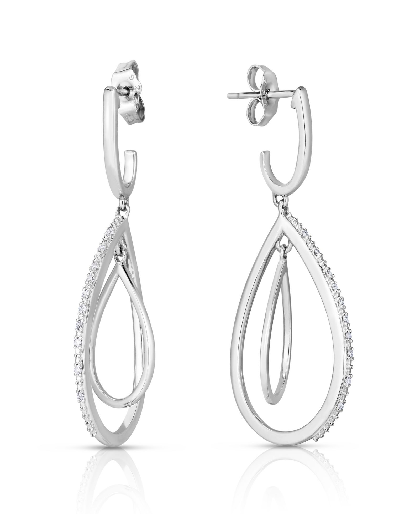 Серьги-подвески Diamond Interlocking Drop (1/10 ct. t.w.) из стерлингового серебра