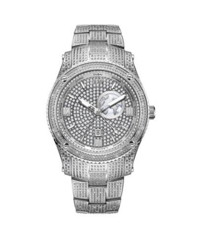 Мужские наручные часы JBW Men's Jet Setter GMT Silver-Tone Stainless Steel Bracelet Watch 46mm