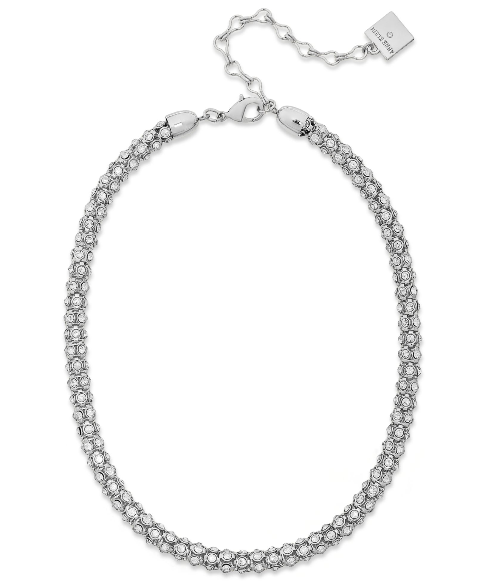 Anne Klein Silver-Tone Pave Accent Tubular Collar Necklace