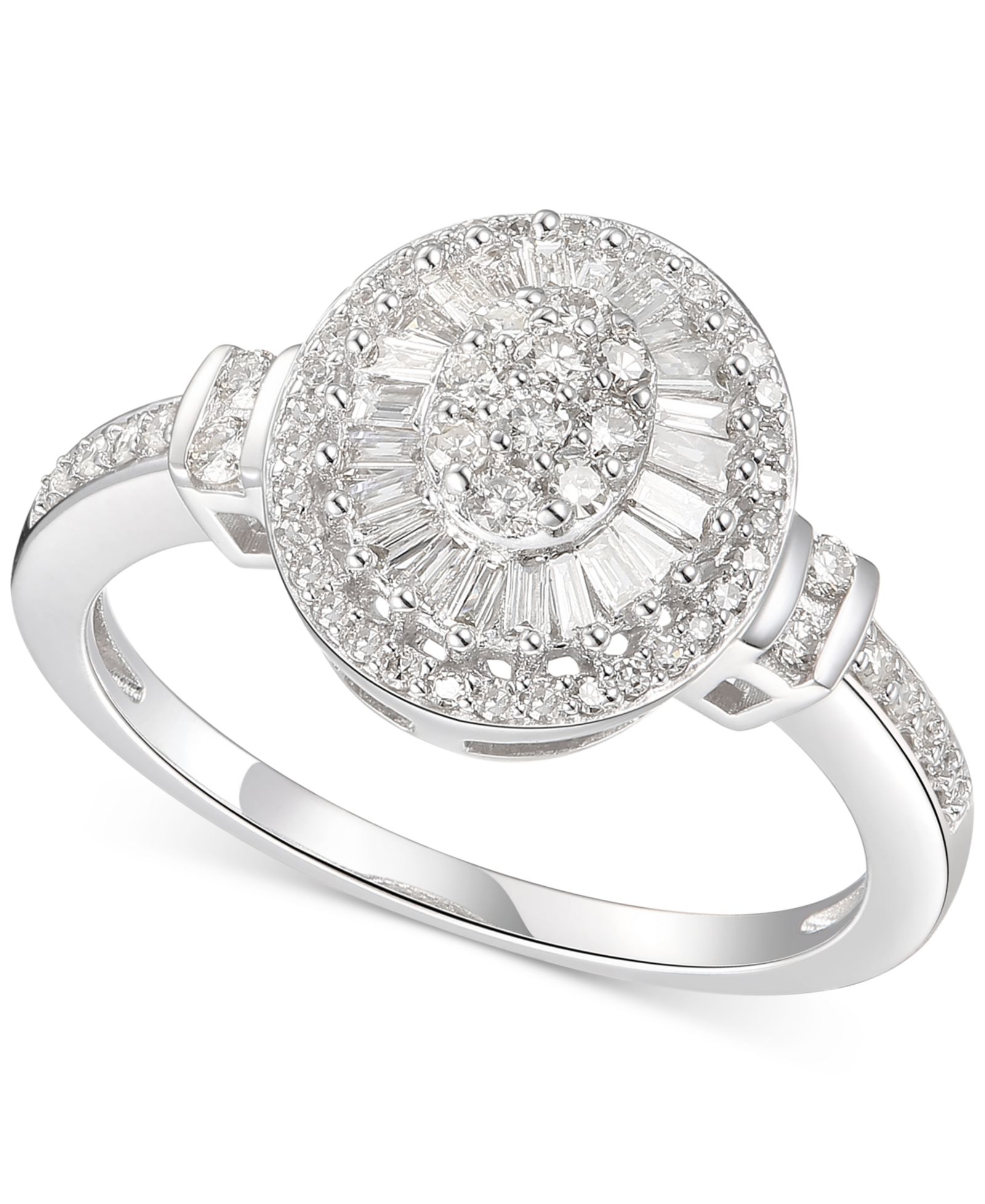 Кольцо Diamond Oval Starburst Cluster (1/2 ct. t.w.) в 14k White, Yellow или Rose Gold