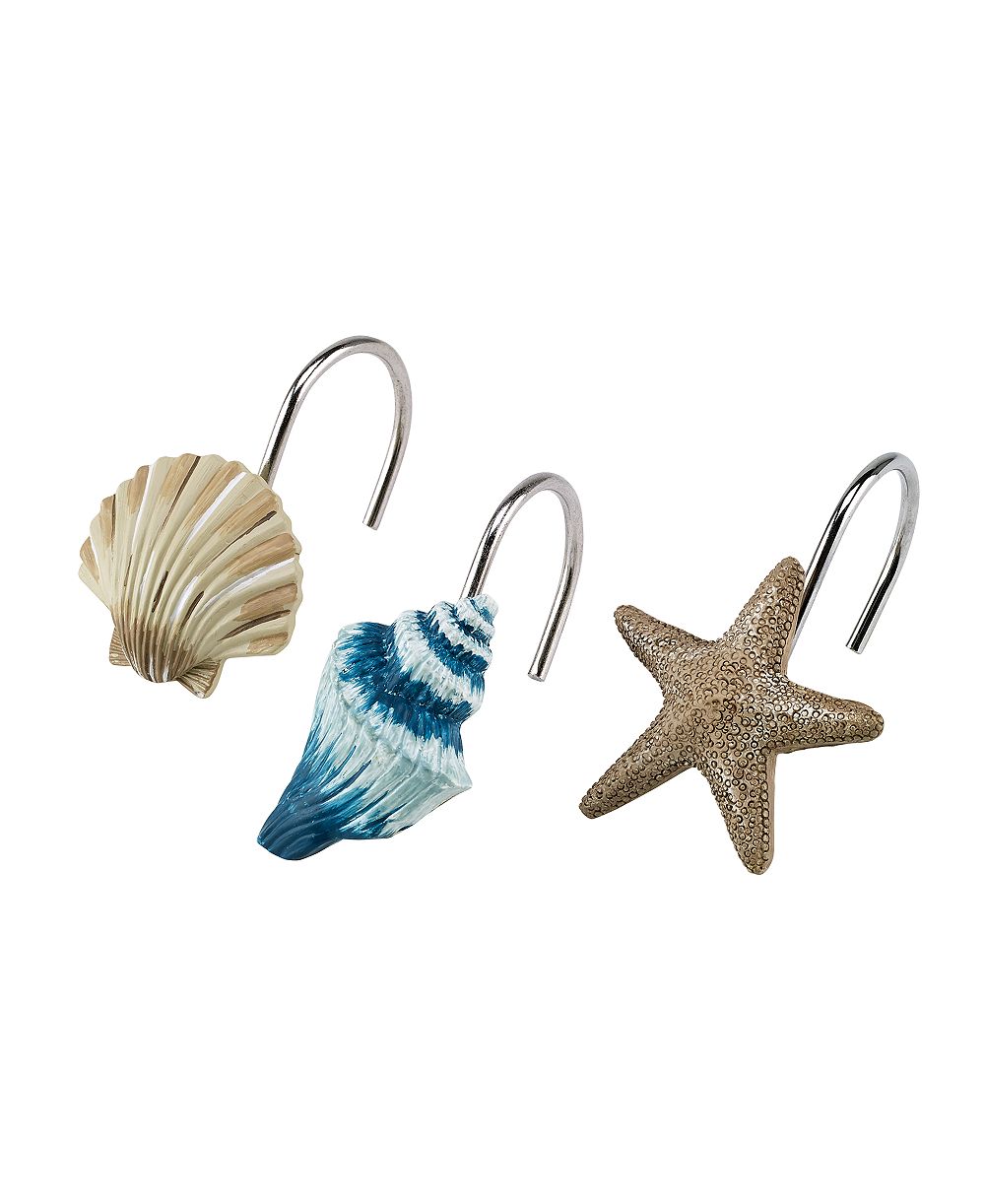 Набор из 12 крючков для душевой шторы Avanti Blue Lagoon Ombre Seashells